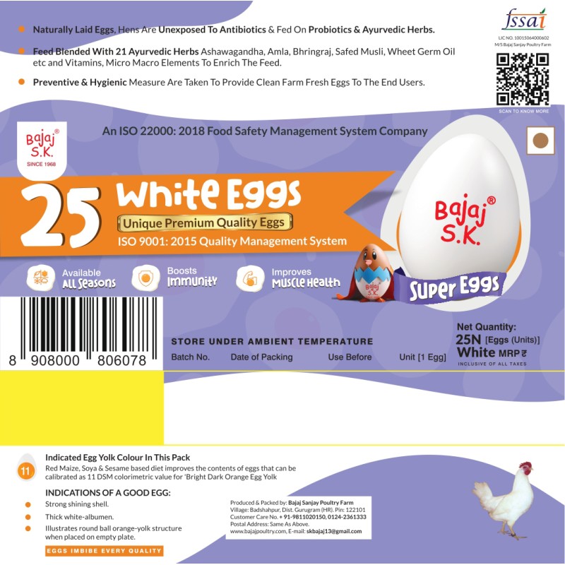 25 Eggs Pack- White